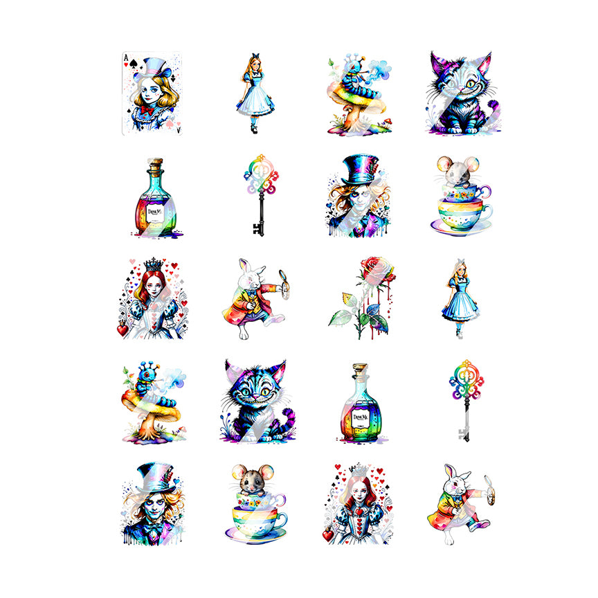 Alice in Wonderland Nail Art Decals - Waterslide Nail Decals - Design #2