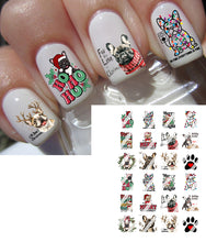 Load image into Gallery viewer, Christmas French Bulldog- Nail Art Decals -  Waterslide Nail Decals
