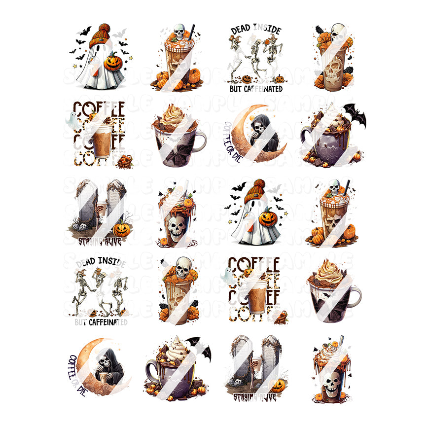 Halloween Coffee Boo Nail Art Decals - Waterslide Nail Decals