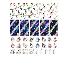 Load image into Gallery viewer, Christmas Light Christmas Penguin Full Nail Art Decals - Waterslide Nail Decals
