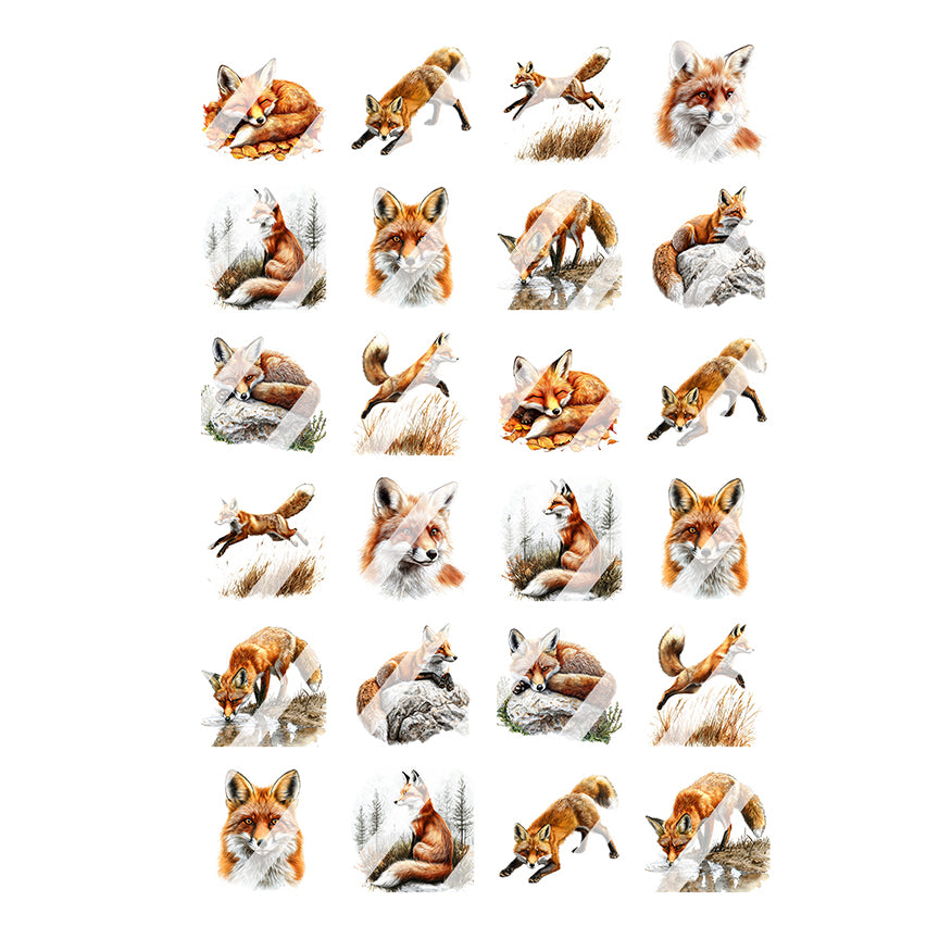 Red Fox Animals Foxes Nail Art Decals  - Waterslide Nail Decals