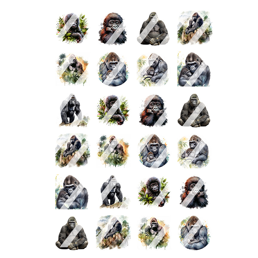 Gorilla Nail Art Decals  - Waterslide Nail Decals