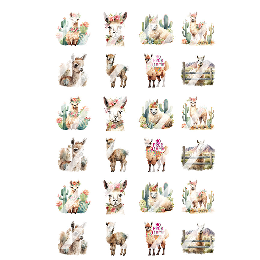 Cute Llama Animals Nail Art Decals  - Waterslide Nail Decals