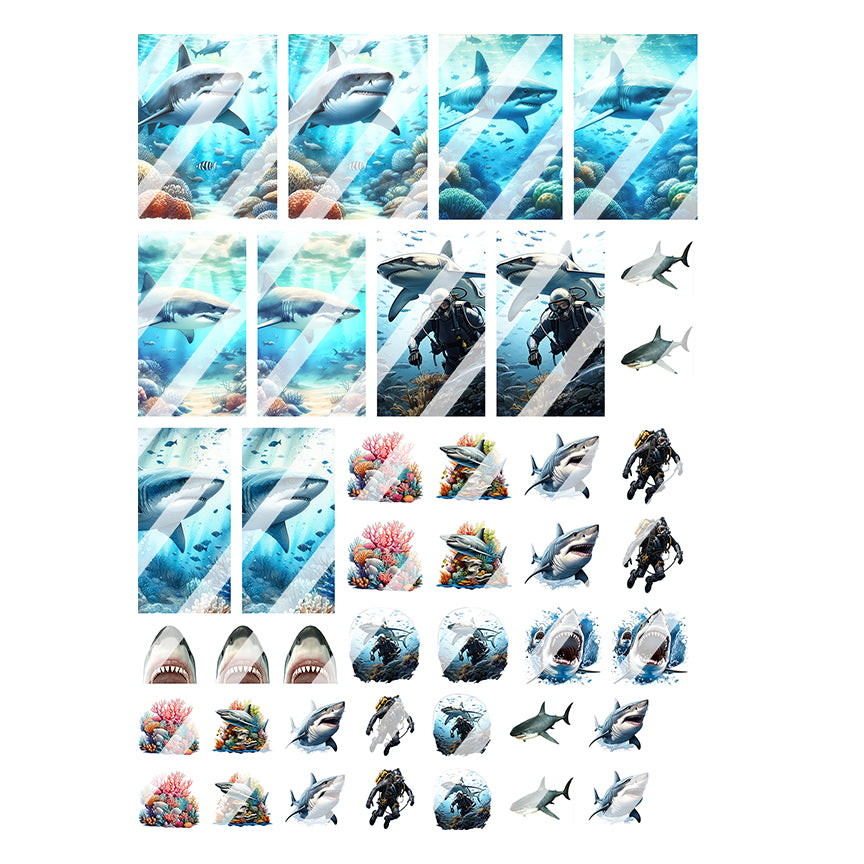 Shark Week Nail Art Decals - Waterslide Nail Decals