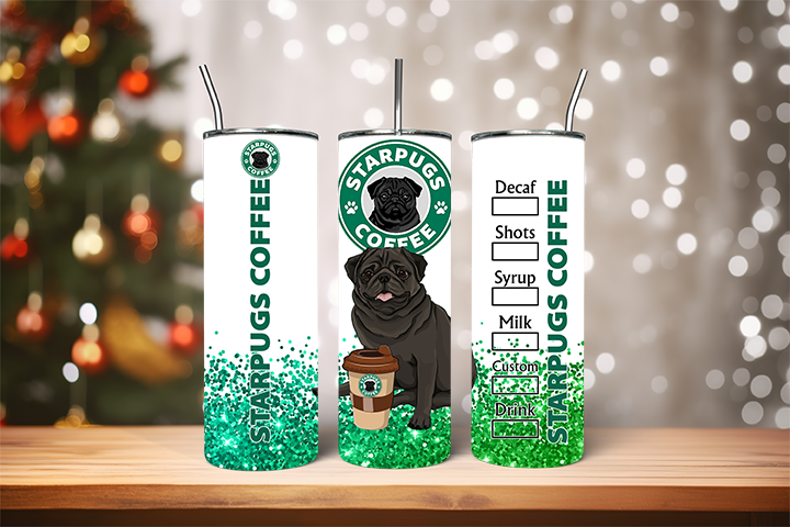 Tumbler Black Pug Tumbler - Insulated Stainless Steel 20 oz. Skinny Tumbler