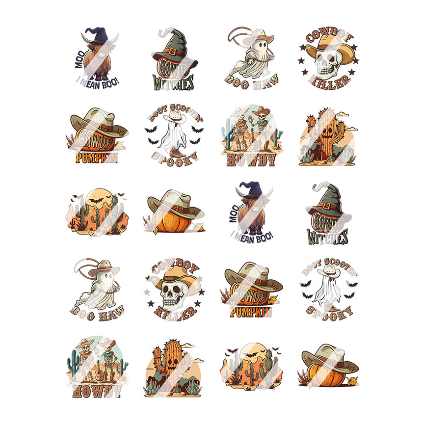 Western Halloween Nail Art Decals - Waterslide Nail Decals