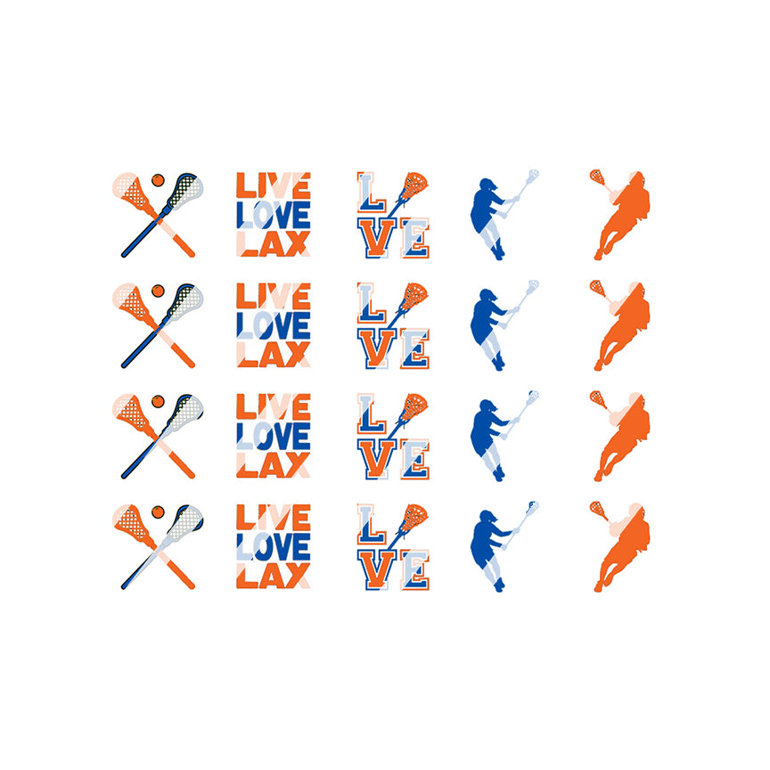 Lacrosse Orange & Blue Nail Art Decals - Waterslide Nail Decals