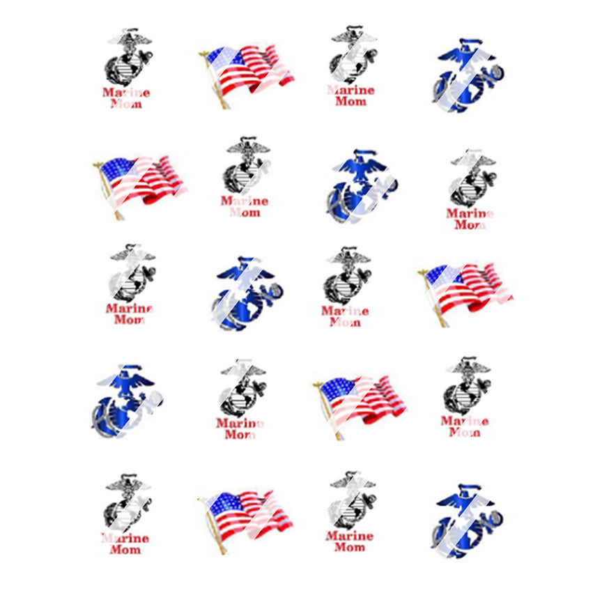 Marine Mom Nail Art Decals - Waterslide Nail Decals