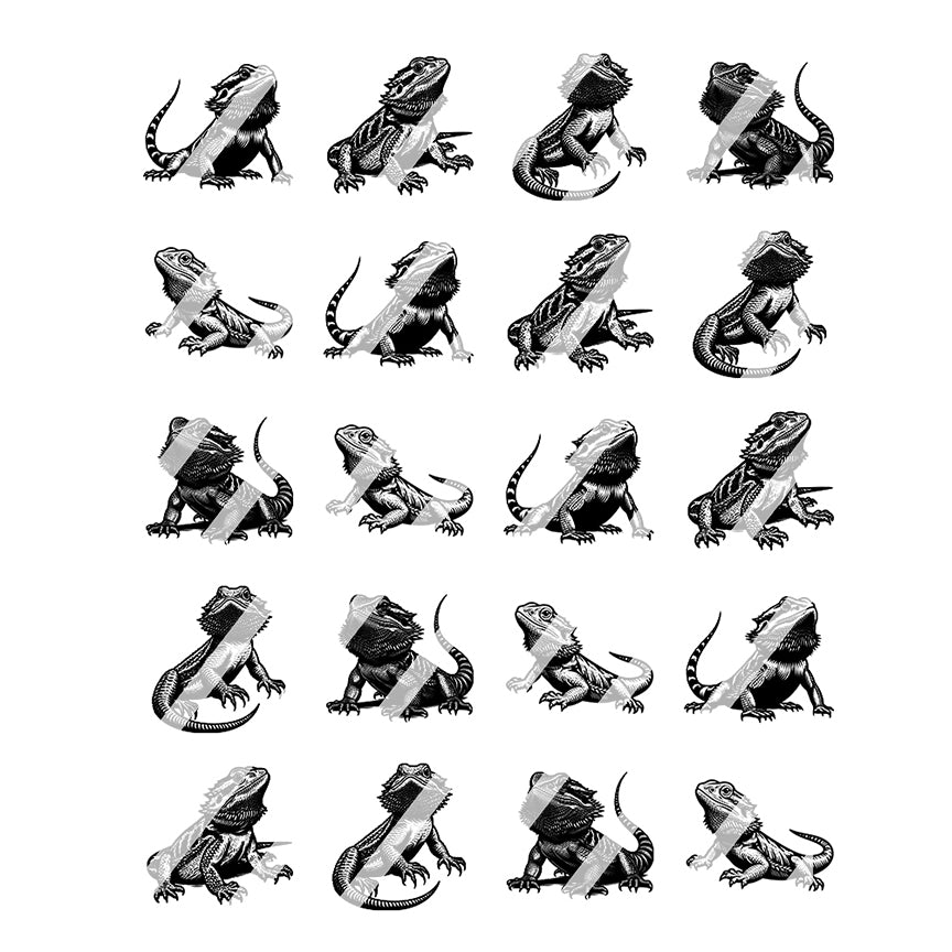 Bearded Dragon Nail Art Decals - Waterslide Nail Decals - Design #2
