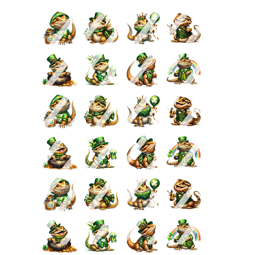 St. Patricks Bearded Dragon Nail Art Decals - Waterslide Nail Decals
