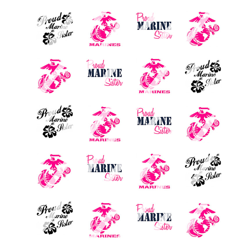 Marine Sister Nail Art Decals - Waterslide Nail Decals