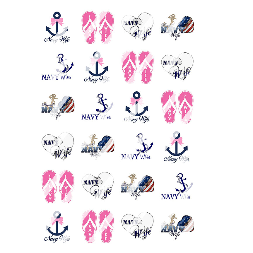 Navy Wife Nail Art Decals - Waterslide Nail Decals
