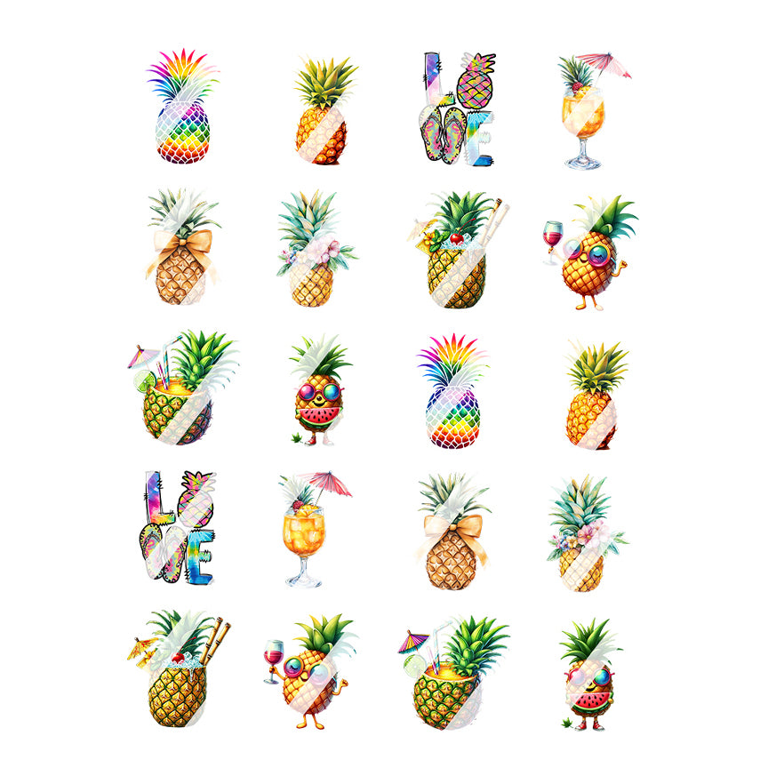 Summer Pineapple Nail Art Decals - Waterslide Nail Decals