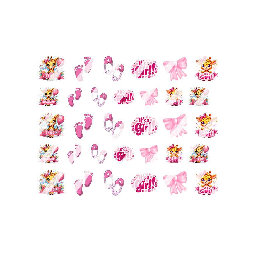 Cute Its a Girl Giraffe Nail Art Decals - Waterslide Nail Decals