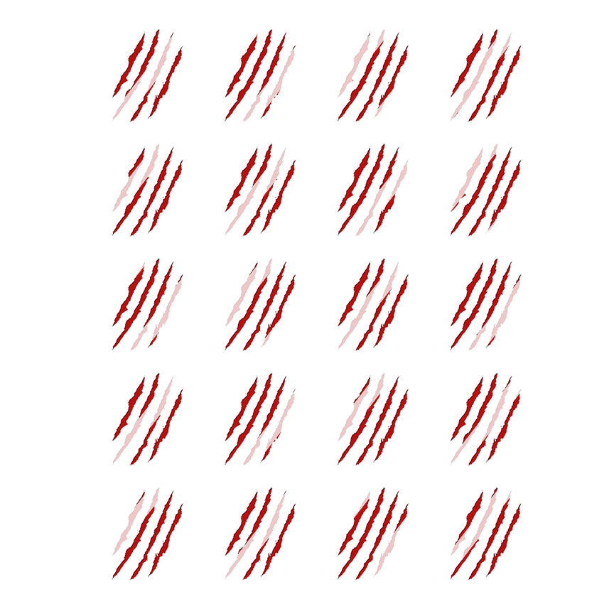 Red Claw Marks Nail Art Decals - Waterslide Nail Decals
