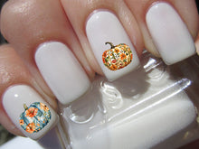 Load image into Gallery viewer, Floral Pumpkins Design #2 Nail Art Decals - Waterslide Nail Decals
