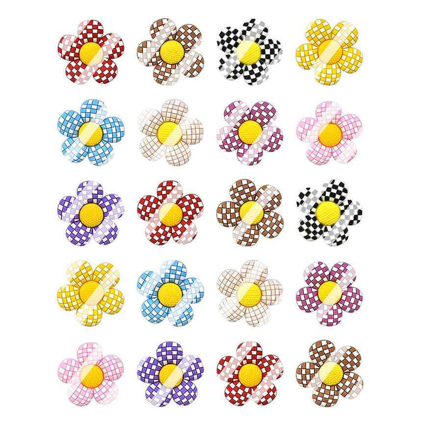 Checked Flowers Nail Art Decals - Waterslide Nail Decals