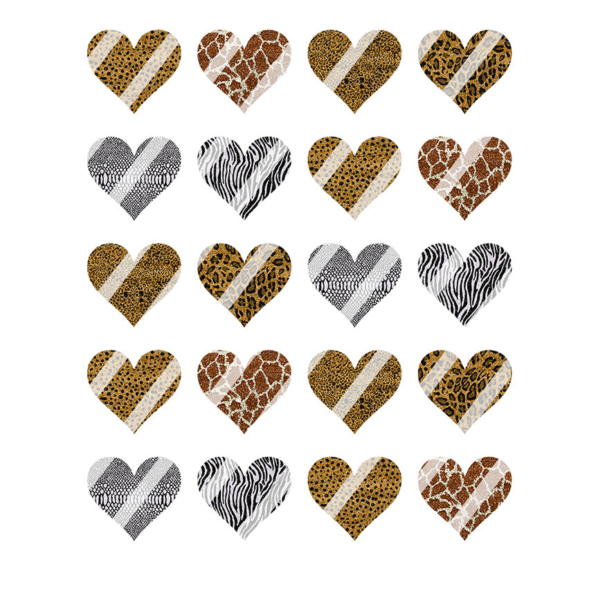 Animal Print Hearts Set #1 Nail Art Decals - Waterslide Nail Decals