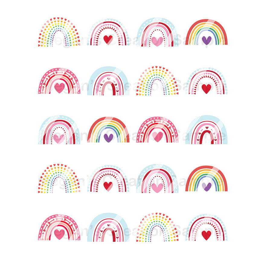 Rainbow Hearts Nail Art Decals - Waterslide Nail Decals