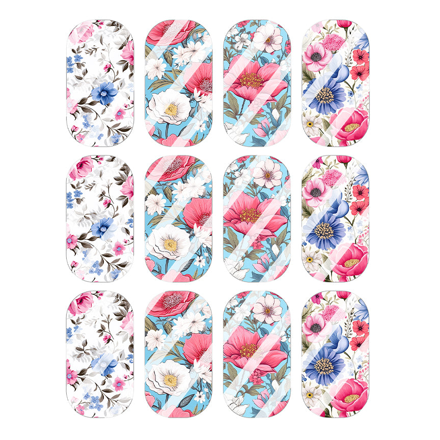 Flower Full Nail Art Decals - Design #FL141 - Waterslide Nail Decals