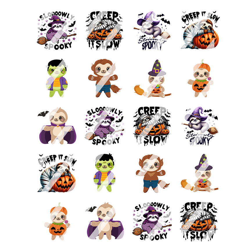 Halloween Sloth Design #HS103 Nail Art Decals - Waterslide Nail Decals