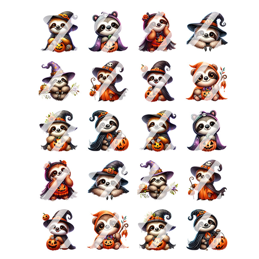 Halloween Sloth Design #HS101 Nail Art Decals - Waterslide Nail Decals