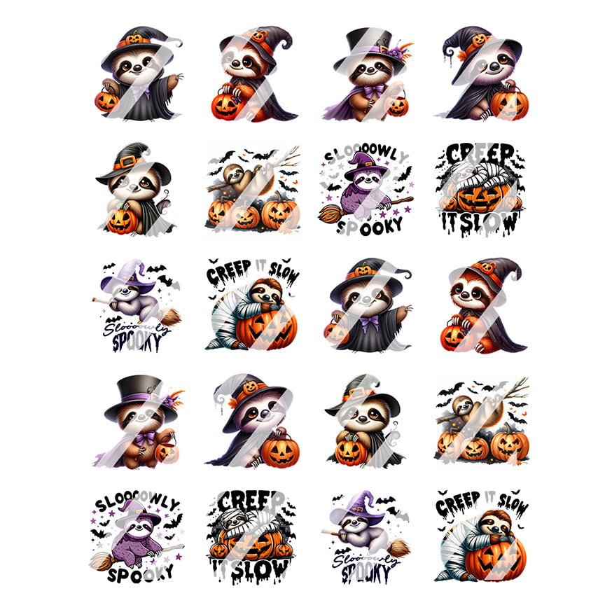 Halloween Sloth Design #HS102 Nail Art Decals - Waterslide Nail Decals