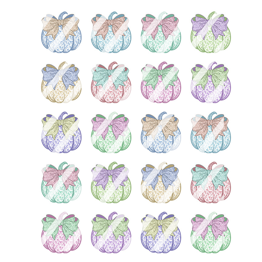 Pumpkin with Bow Fall Nail Art Decals - Waterslide Nail Decals