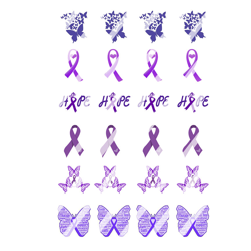 Purple Ribbon Awareness Design Set #1 Nail Art Decals - Waterslide Decals