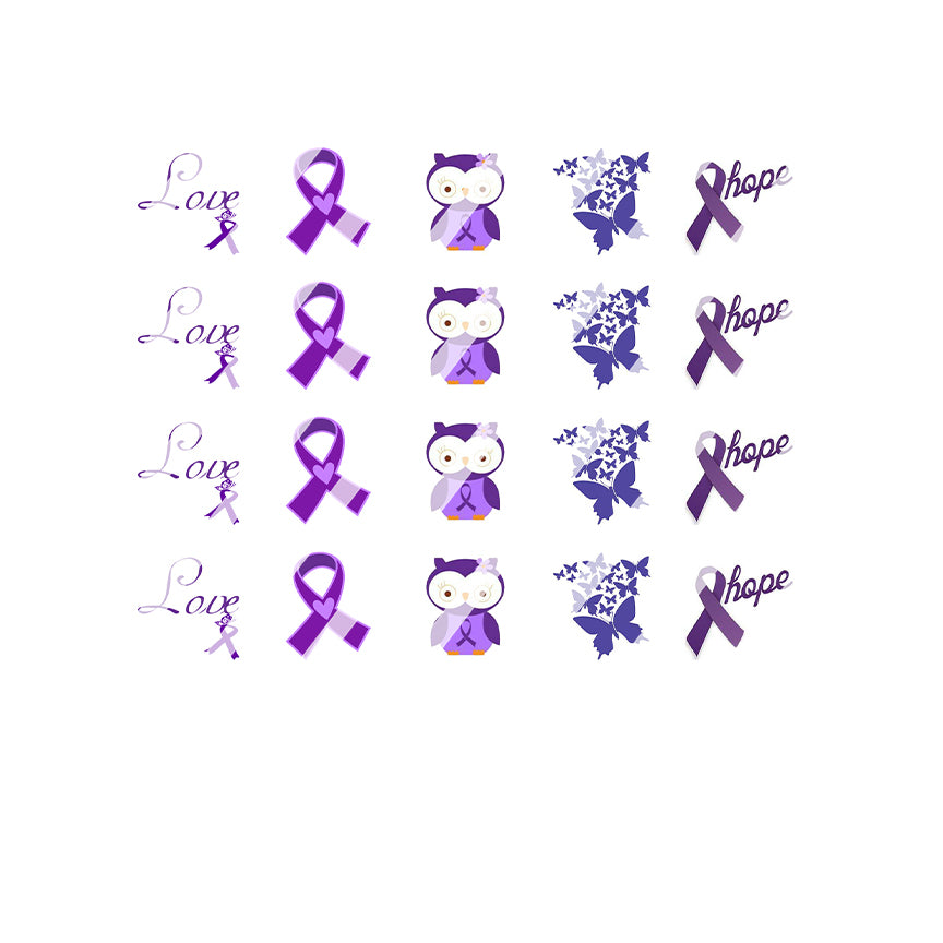 Purple Ribbon Awareness Design Set #2 Nail Art Decals - Waterslide Decals