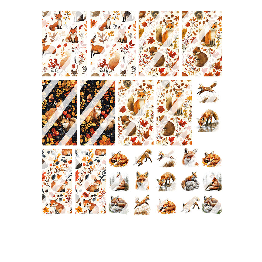 Woodland Animals -n-Fall Foxes Nail Art Decals- Waterslide Nail Decals