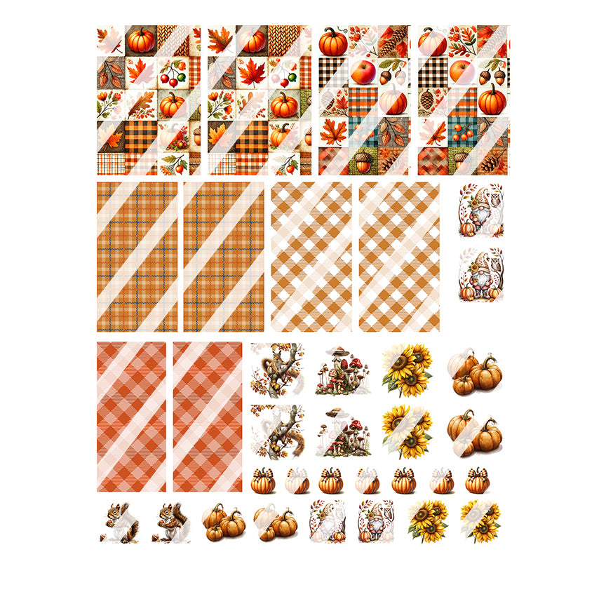 Fall Autumn Plaid Nail Art Decals- Waterslide Nail Decals