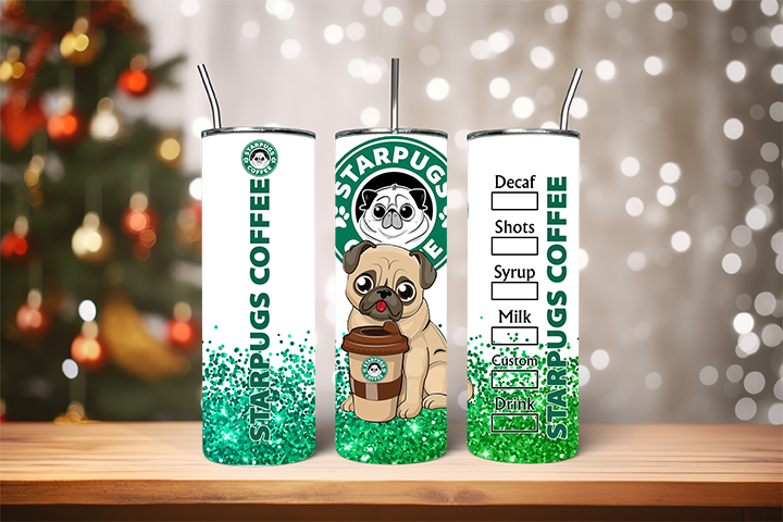 Tumbler Brown Pug Tumbler - Insulated Stainless Steel 20 oz. Skinny Tumbler