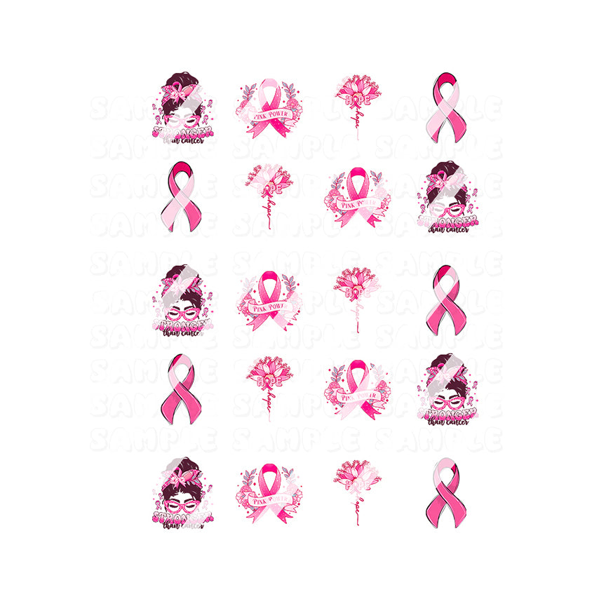 Breast Cancer Awareness Nail Art Decals - Waterslide Nail Decals