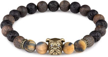 Load image into Gallery viewer, Bulldog Natural Onyx and Lava Rock Beads Bracelet Friendship Jewelry Gift
