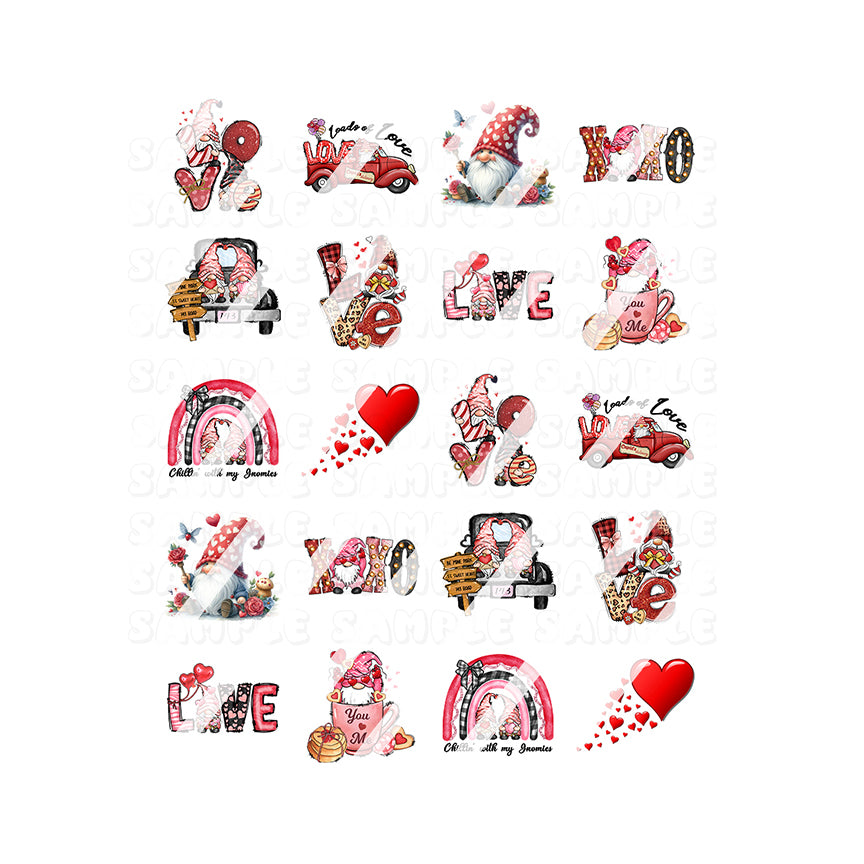 Valentines Day - Gnomes Love Rainbow Valentine's Day Nail Art Decals- Waterslide Nail Decals