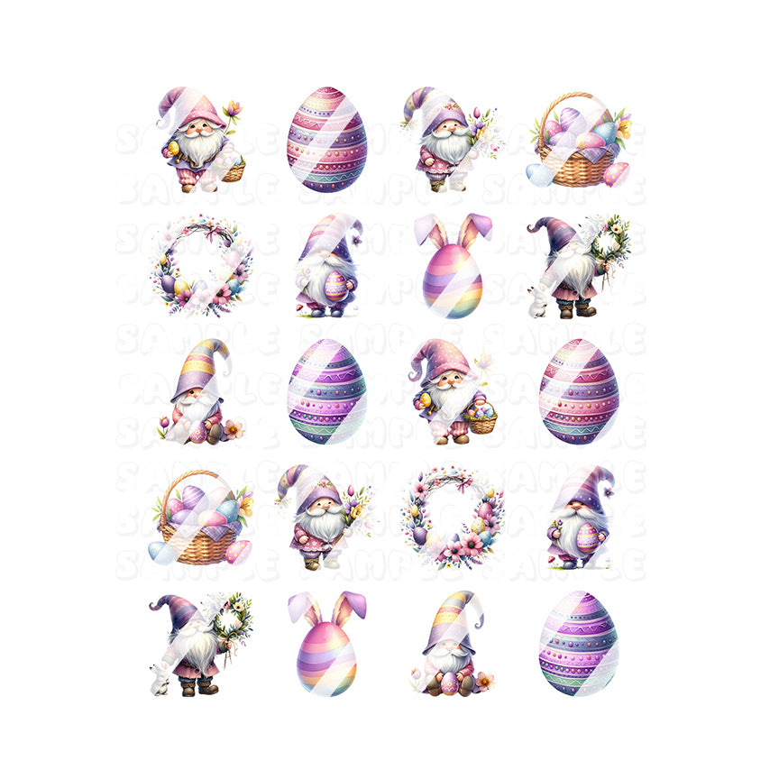 Easter Gnomes Eggs Nail Art Decals- Waterslide Nail Decals