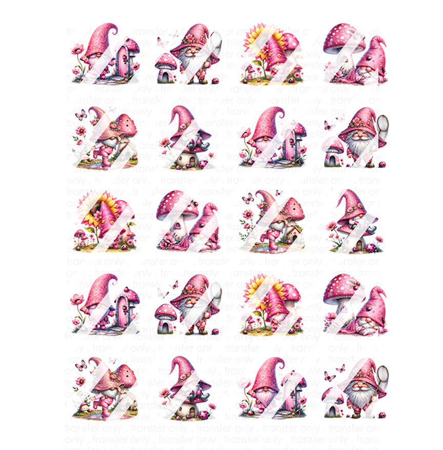 Pink Gnomes Nail Art Decals - Waterslide Nail Decals
