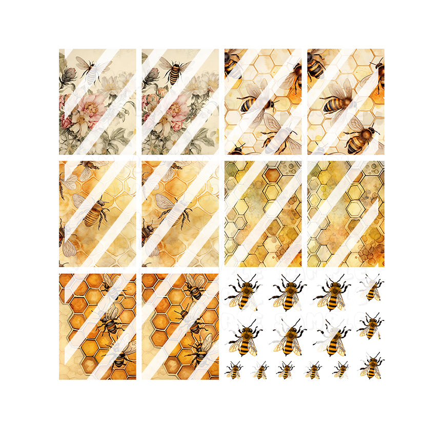 Honey Bee Honeycomb Bee Full Nail Cover Nail Art Decals- Waterslide Nail Decals