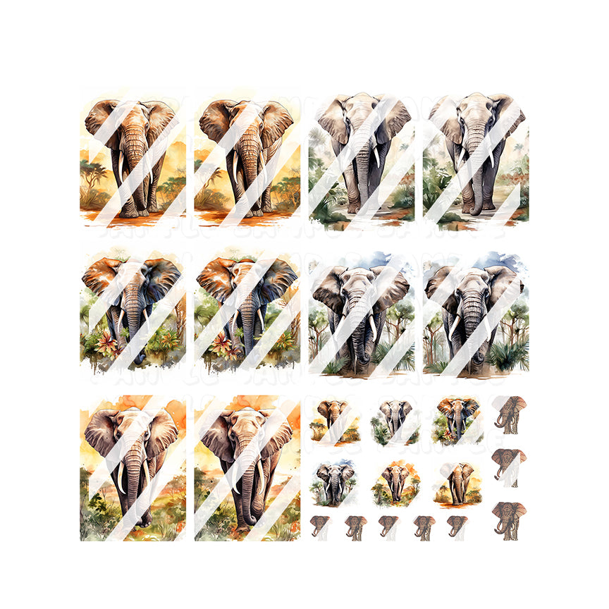 Elephant Full Nail Art Decals - Waterslide Nail Decals