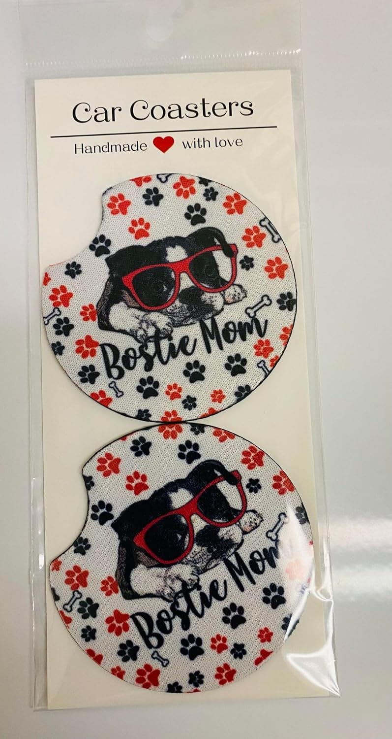 Boston Terrier Car Coaster Set of 2