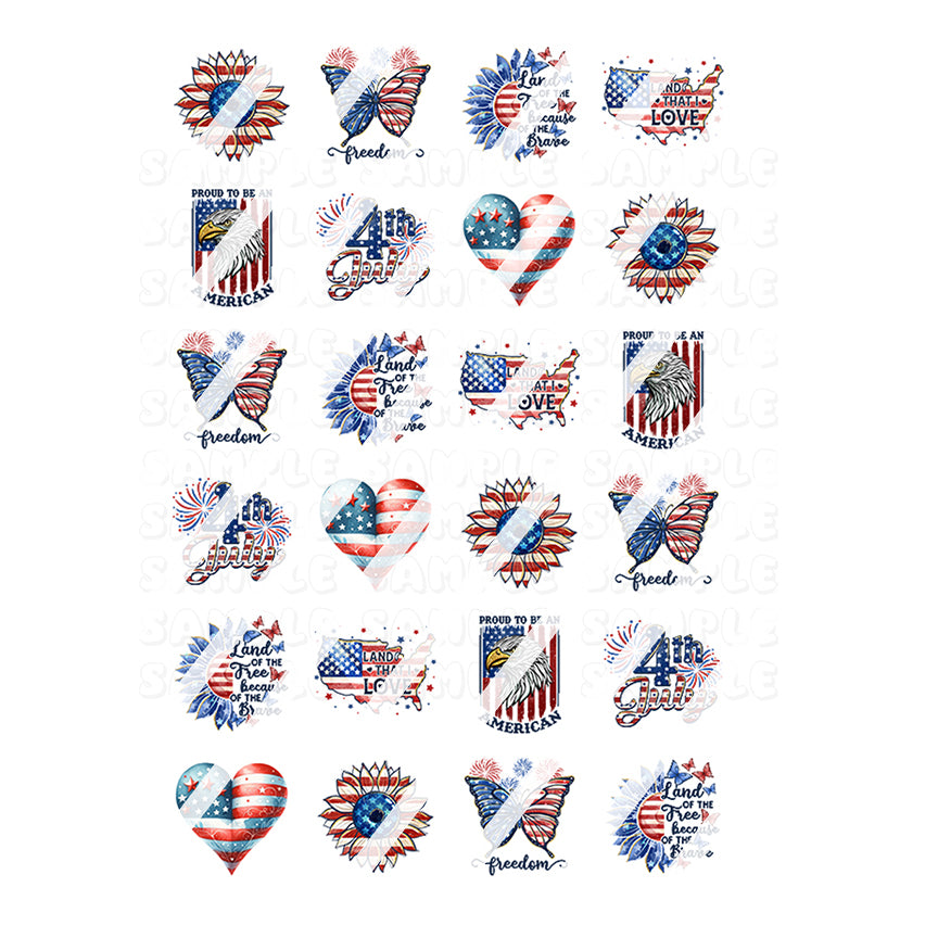 Fourth of July, Patriotic, July 4th, Independence Day Nail Art Decals - Waterslide Nail Decals - Design #10