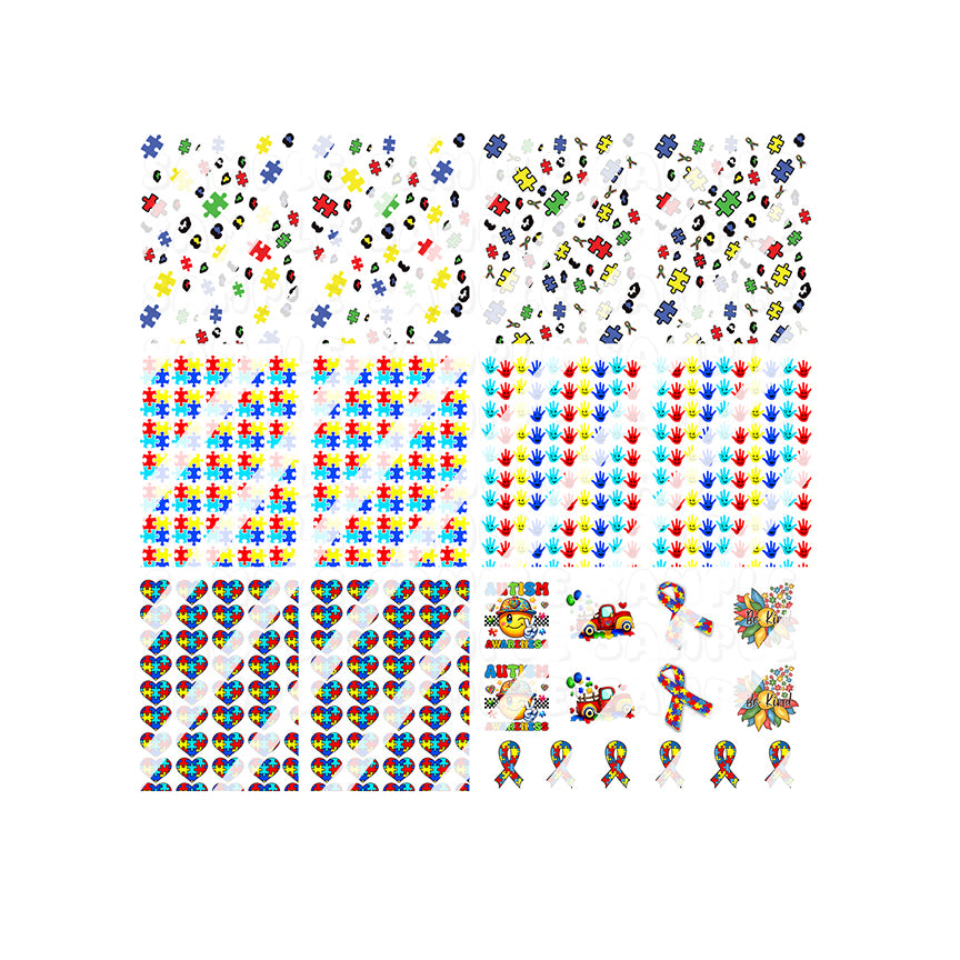 Autism Awareness Day Full Nail Cover Nail Art Decals- Waterslide Nail Decals