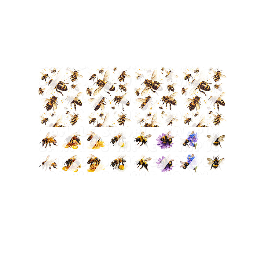 Bee Nail Art Decals- Waterslide Nail Decals