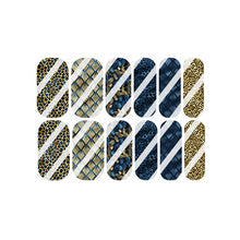 Load image into Gallery viewer, Blue and Gold Leopard Full Nail Cover Nail Art Decals - Waterslide Nail Decals
