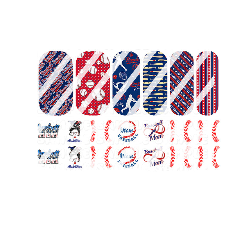 Baseball Mom, Mom Life, Sports Baseball Laces Nail Art Decals