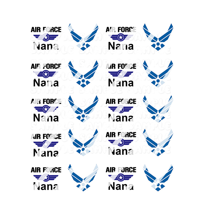 Military Air Force Nana  Nail Art Decals - Waterslide Nail Decals