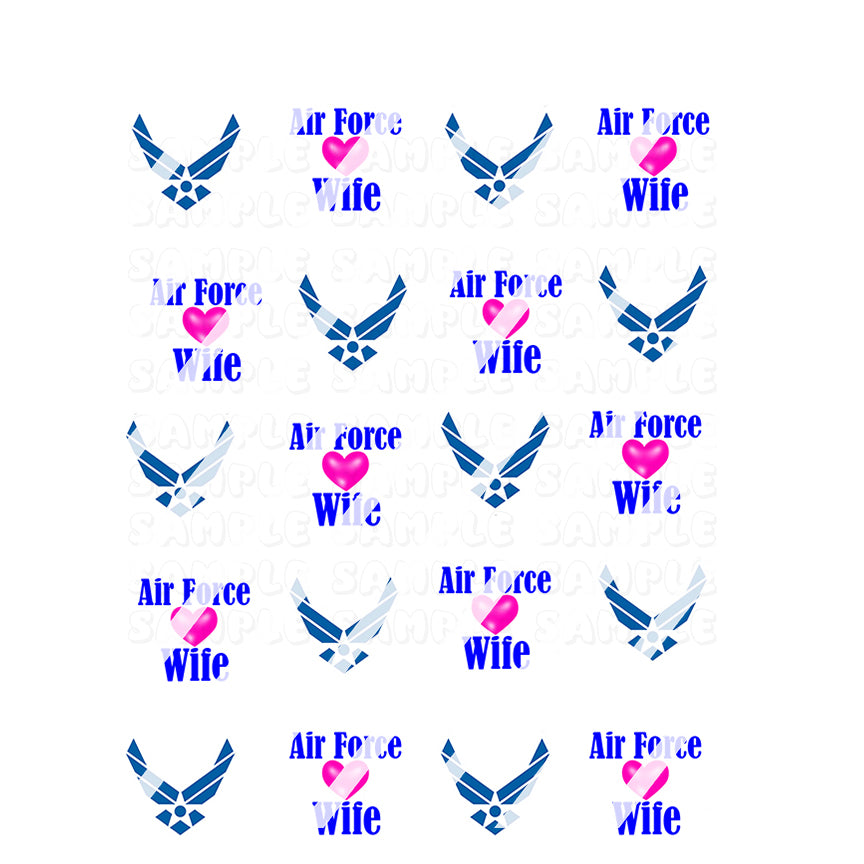 Military Air Force Wife Nail Art Decals - Waterslide Nail Decals