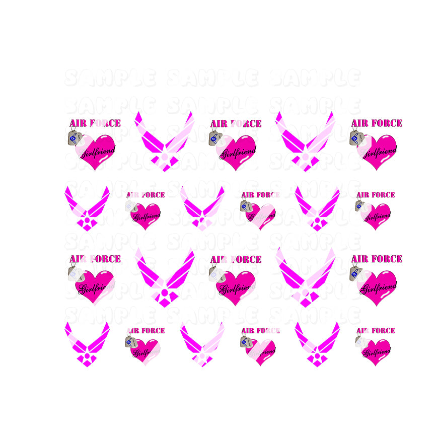of Military Air Force Girlfriend Nail Art Decals - Waterslide Nail Decals