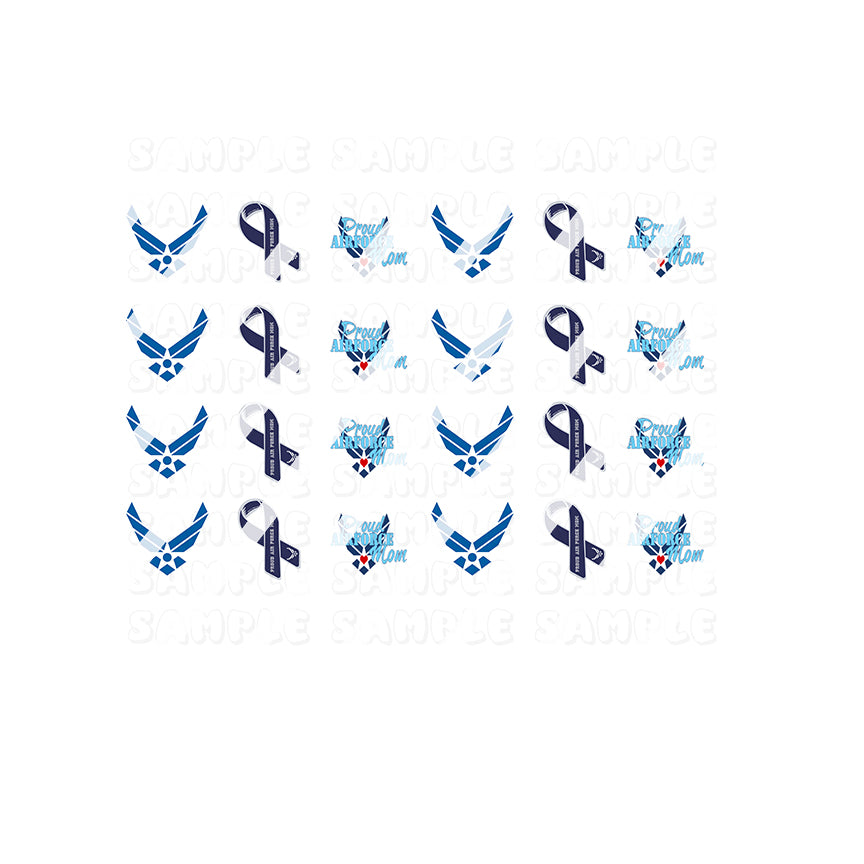 Military Air Force Nail Art Decals - Waterslide Nail Decals - Design #4
